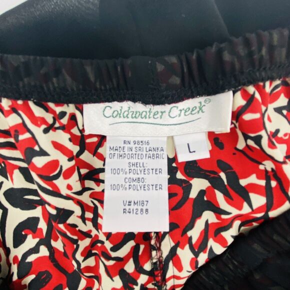 Coldwater Creek Sz L Skirt Sheer Black Overlay Red Office Goth Witchy Pull On - Picture 5 of 6